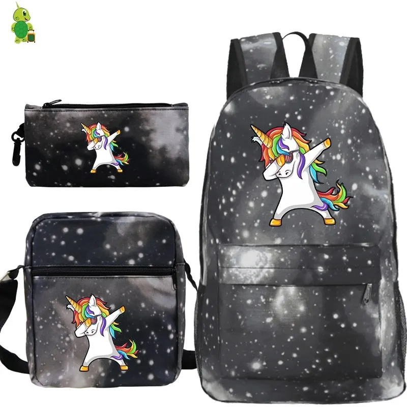 10 Mochila Единорог Рюкзак 3 шт./компл. школьные рюкзаки для девочек-подростков; для мальчиков и девочек, рюкзак для путешествий, Для женщин рюкзаки сумки на плечо Карандаш Чехол - Цвет: 10