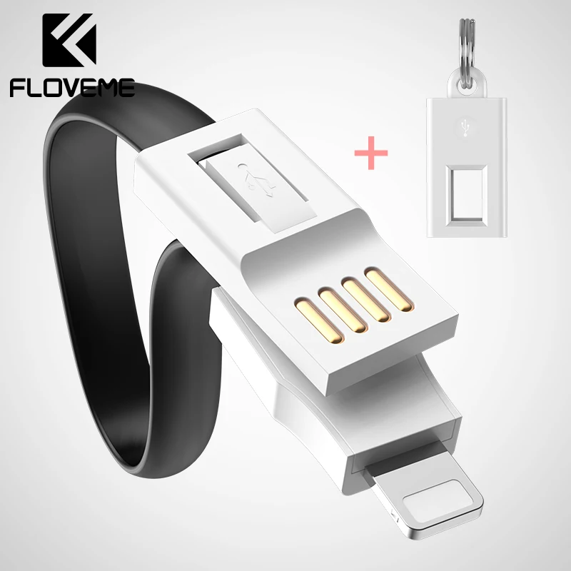 FLOVEME Mini KeyChain Micro USB Type C Cable Lighting Charger Cable For iPhone Samsung Portable USB Type-C USB-C Cable Accessory
