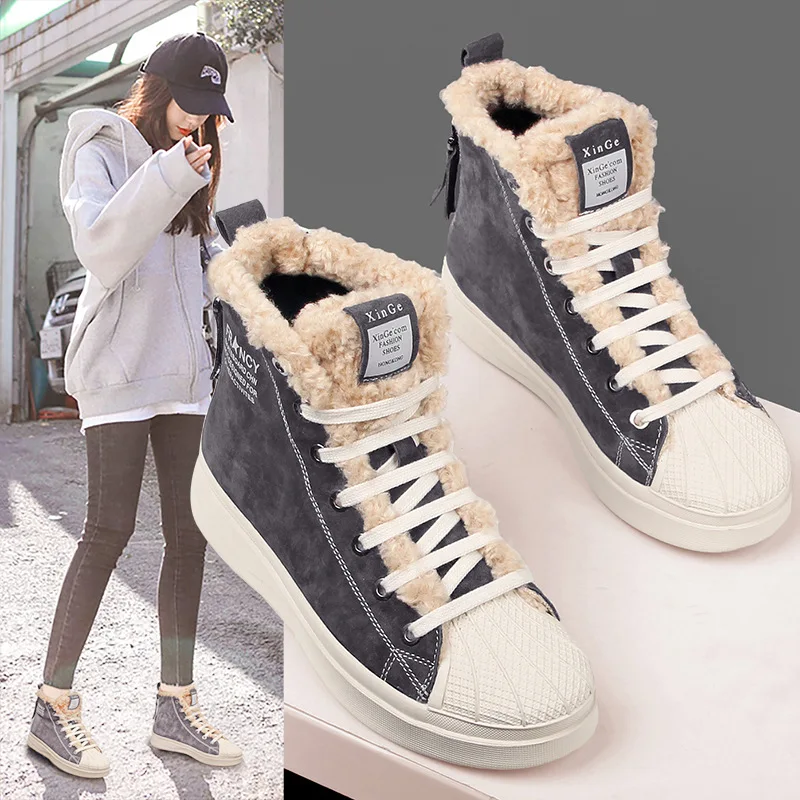 Женская Теплая обувь zapatos de mujer зимние высокие кроссовки из натуральной кожи с