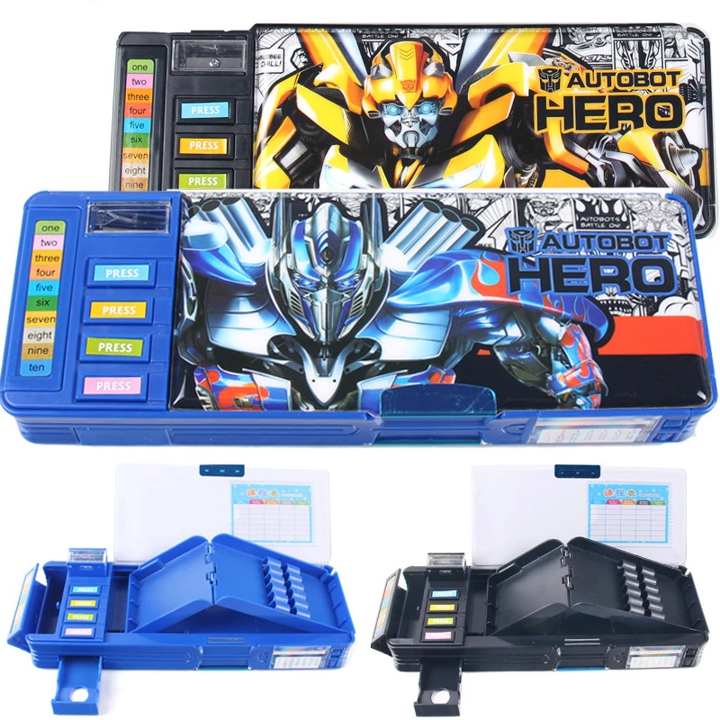 

Kawaii Transformation Pencil Case for Boys School Pencilcase Pencil Box Bag Large Capacity Stationery Supplies Christmas Gift