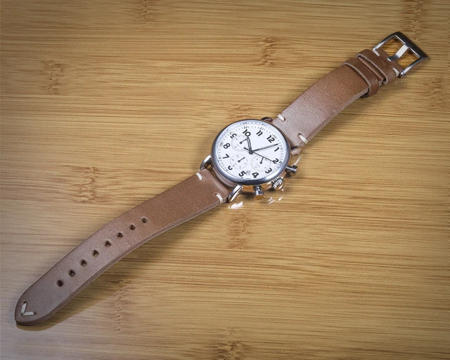 Natural, Thin Horween Leather Watch Strap