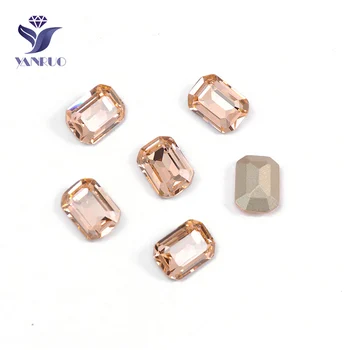 

YANRUO 4610S Octagon Light Peach Gold And Silver Rhinestones Sew On Beads Crystals Glass Everything For Sewing Dress
