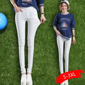 

2020 Sexy Solid Pencil Pants Women's Full Length Leggings High Waist Stretch Trousers Female Casual Wear Black White