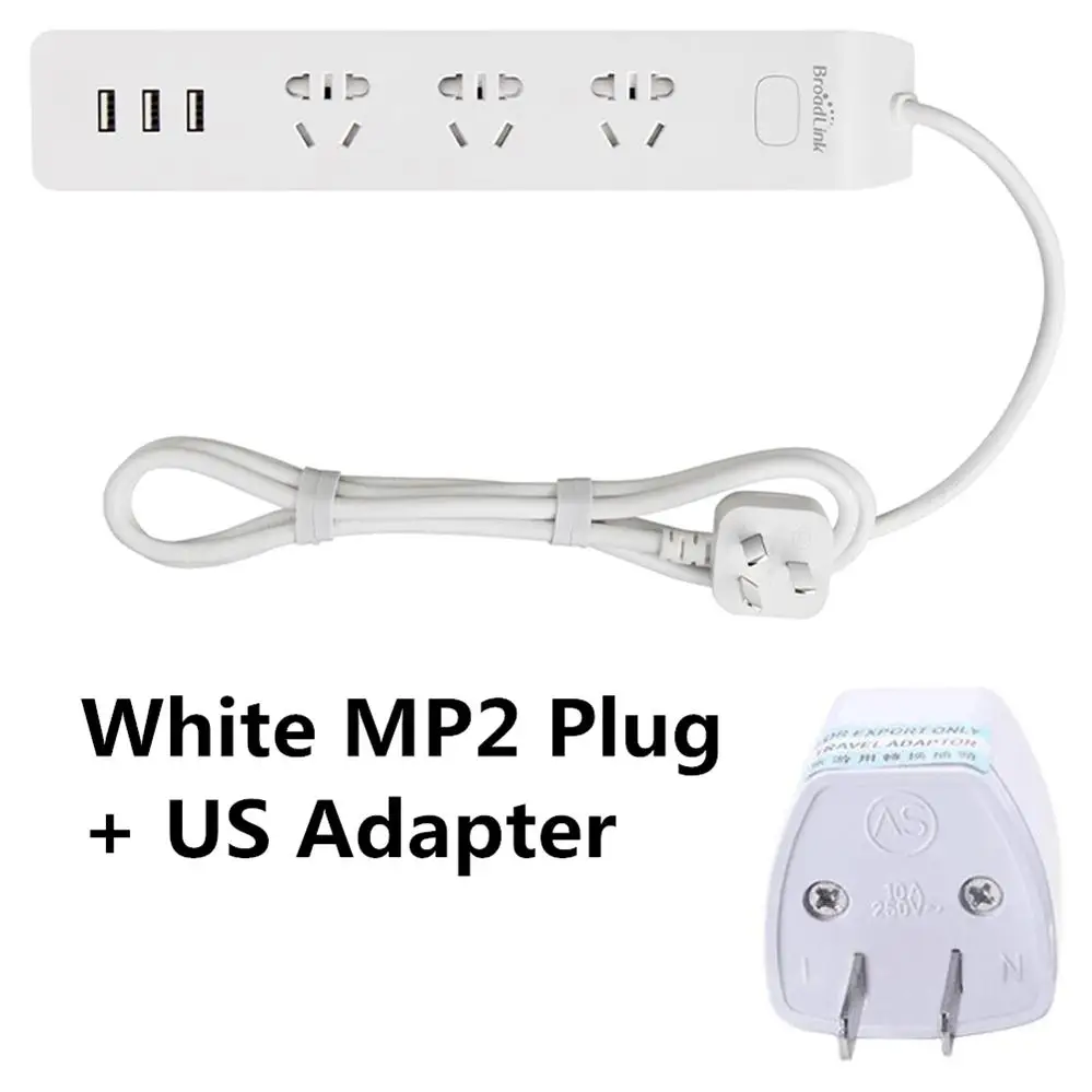 Broadlink умная розетка Умный дом wifi силовая полоса USB розетка MP2 AU UK US EU адаптер 4G приложение дистанционное управление Быстрая зарядка - Комплект: White US Adapter