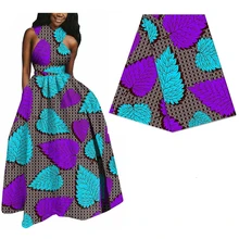 Фиолетовый Синий Анкара принт настоящий голландский воск ткань для свадебного платья 6 ярдов батик ткань Африканская Vertiable воск ткань 337