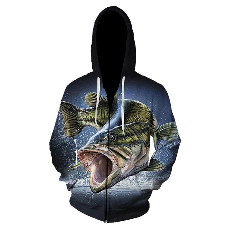 New Fashion Sweatshirt Men / Women 3d Hoodies Print animal fish grass carp pattern Slim Unisex Slim Stylish Zipper Hoodies