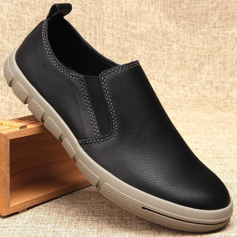 Vintage Men's Shoes Leather Loafer Round Toe Luxury Designer Moccasins Men Handmade Britsh Style Casual Flats | Обувь