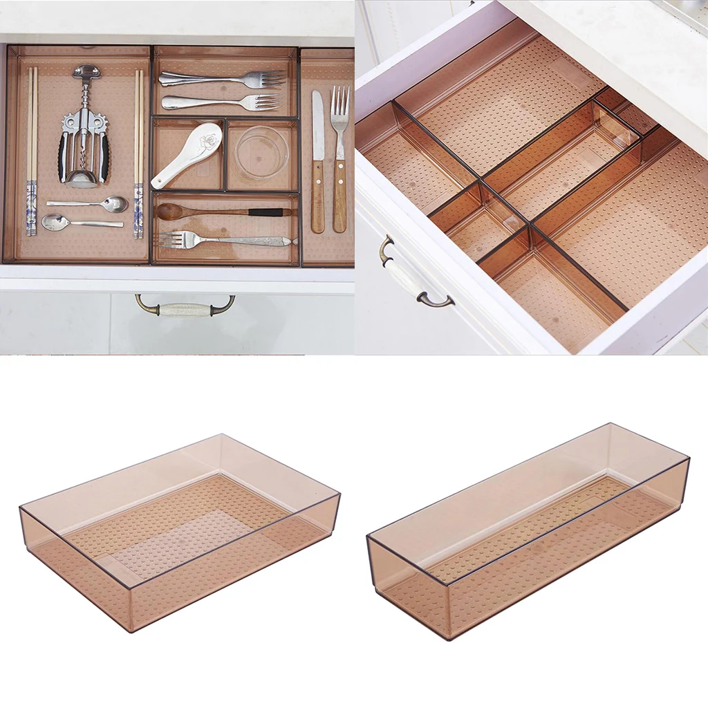 Drawer Organizer Dishes Cloths Adjustable Compartments Kitchen Tray for Utensil, Cutlery, Flatware