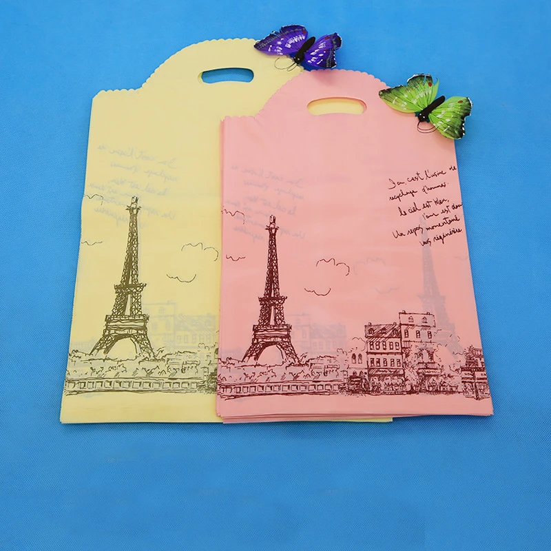 50 Teile/los Kleine Plastiktüte Mit Griff Party Favor Tasche für Schmuck/Spielzeug/Schal Geschenk Verpackung Taschen 20x25 cm Mini Business Tasche – Detail 7