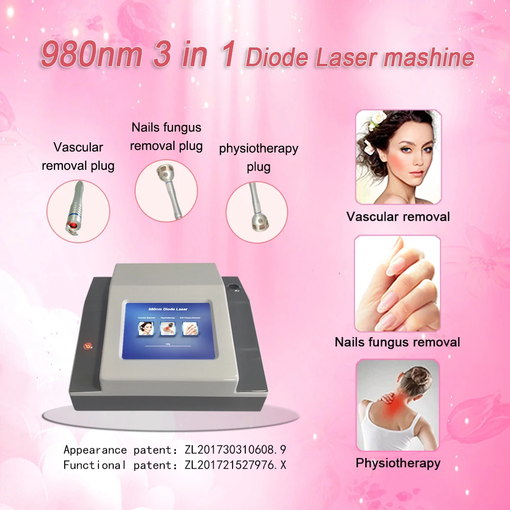 

Multifunction 3IN1 980nm Diode Laser Spider Veins Removal nail fungus Pain physiotherapy laser diode 980nm