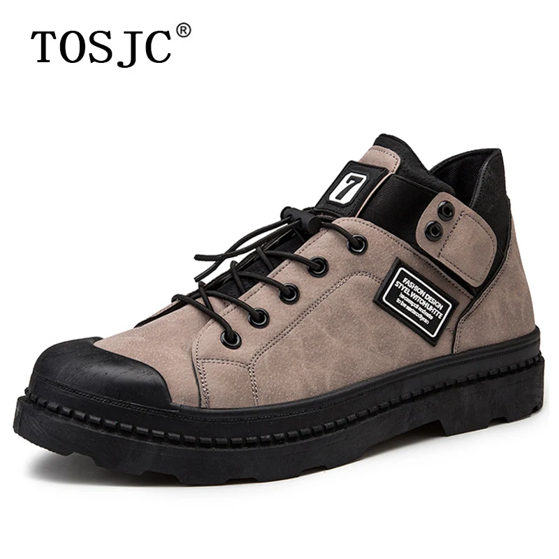 

TOSJC Autumn Mens Ankle Boots Handsome Round-toe Sneakers Low-top Work Boots for Man Fashion Outdoor Lace-up Skateboarding Shoes