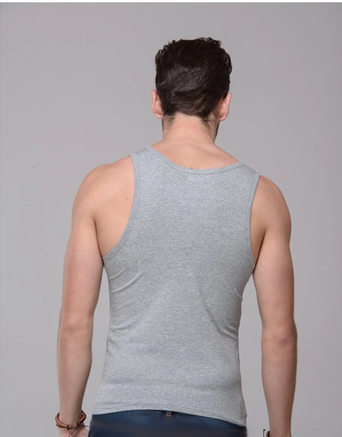 Men Tank Tops Summer Casual Clothing Cotton Slim O Neck Sleeveless Vest Men Tops Solid Color Vest Men Bodybuilding Tank Top
