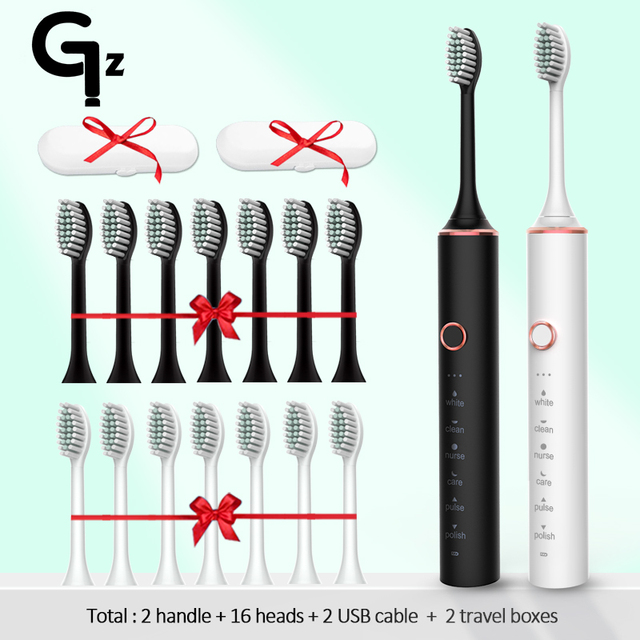 2022 Sonic Electric Toothbrush ipx7 Adult Timer Brush 18 Mode USB Charger Rechargeable Tooth Brushes Replacement Heads Set
