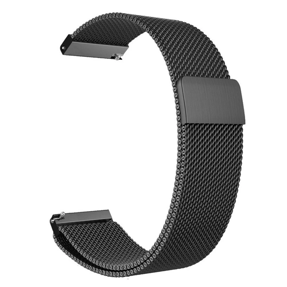 Набор браслетов для samsung galaxy watch active 2, 40 мм, 44 мм, 20 мм, 22 мм, Миланский и кожаный браслет, ремешок для gear s3 band - Цвет ремешка: black milanese