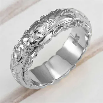 OFERTA ESPECIAL ❤️ Anillo creativo de flores talladas para mujer, sortija de boda de Color dorado y plateado, joyería de estilo europeo, accesorios para mujer, regalo - discount item 59% OFF Joyas y complementos