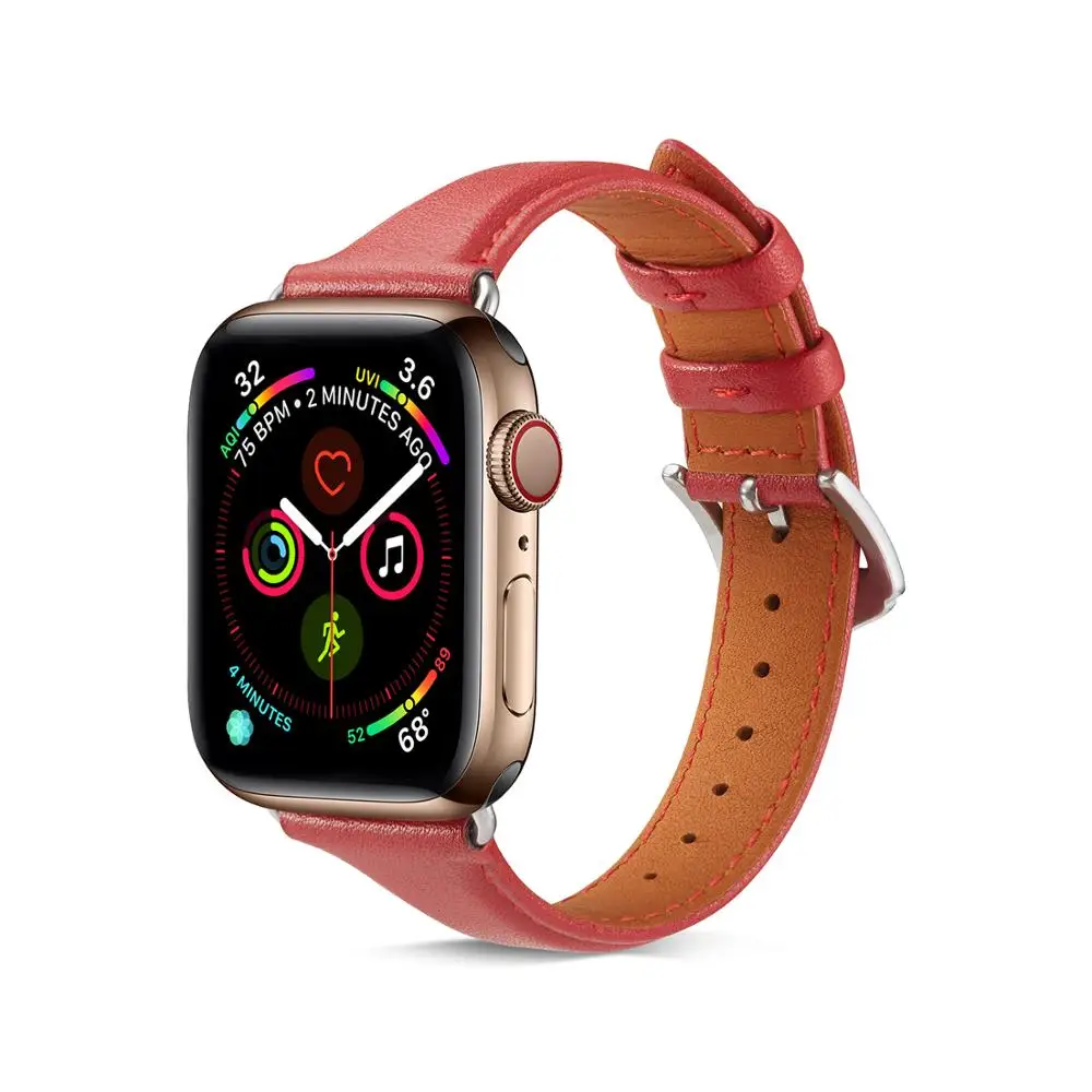 

Genuine Leather loop strap For Apple watch band 38mm 40mm 44mm 42mm iWatch 6/SE/5/4/3/2/1 Slim bracelet wristbelt Accessories