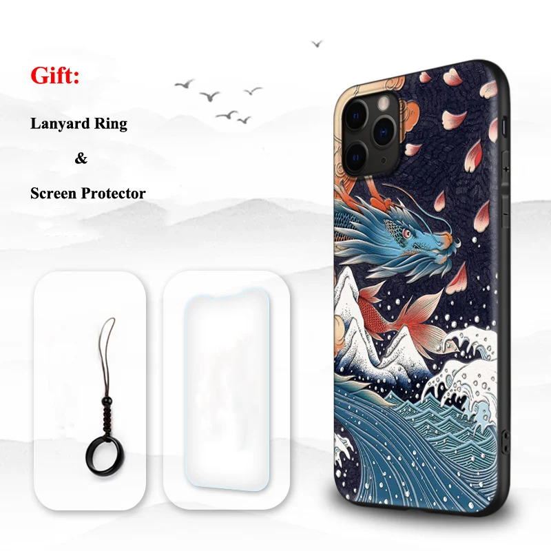 

for iPhone 11 Pro Max 11Pro Case 3D Relief Embossed Anti-scratch Matte Soft Back Cover LICOERS Official Case for iPhone 11 Funda