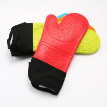 Длинные толстые силиконовые перчатки с диагональным отверстием и хлопчатобумажные двойные изолированные перчатки посуда для выпечки