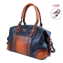 Винтажная женская сумка из натуральной кожи, большая Вместительная женская сумка на плечо из воловьей кожи, Женская деловая Портативная сумка, дизайнерские сумки