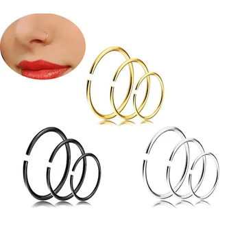 

Nose Ring Open Hoop Lip Body Piercing clip on Studs Stainless Steel Jewelry