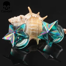Casvort 2 шт красочные пятиконечные звезды Стеклянные Украшения для пирсинга уха серьги расширители для пирсинга пробки стричеры диаметры для ушей подарок