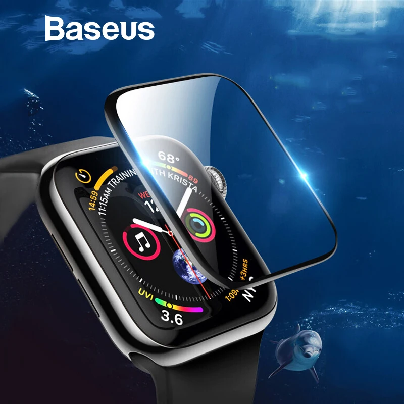 Мягкое закаленное стекло Baseus 0,2 мм для iWatch 4 40 44 мм 3D изогнутое полное покрытие Защитная пленка для iWatch 3 2 1 38 42 мм стекло