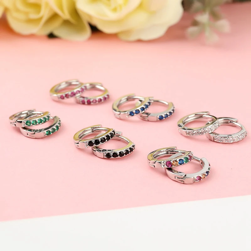 Минималистичные геометрические циркониевые круглые серьги-гвоздики для женщин, вечерние ювелирные изделия, милые аксессуары, серьги-кольца, разные цвета