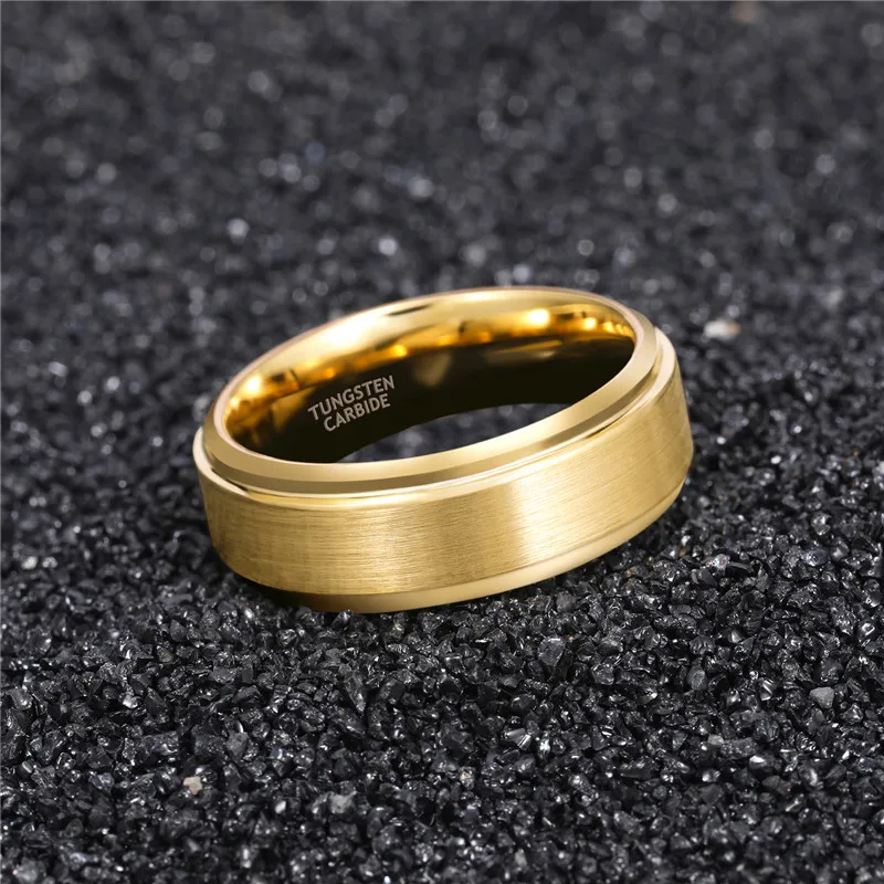 Somen New Arrival Classic Men Ring Gold Color 6mm 8mm Width Tungsten Carbide Unisex Luxury Wedding Band Simple Ring Jewelry 4
