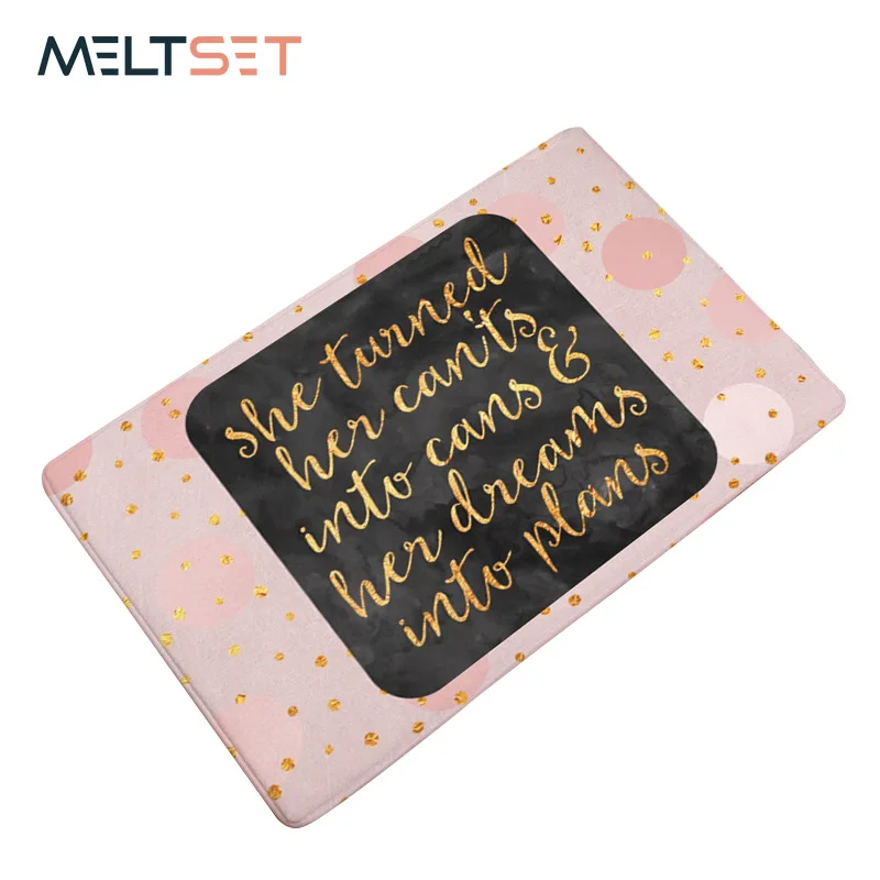

Colorful Spots Kitchen Carpet Character Letter Printing Christmas Mat For Living Room Bathroom Front Door