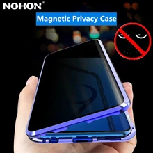 NOHON металическое магнитное закаленное стекло чехол для телефона samsung Galaxy S8 S9 S10 Plus Note 8 9 10 Plus A50 A70 антишпионская крышка