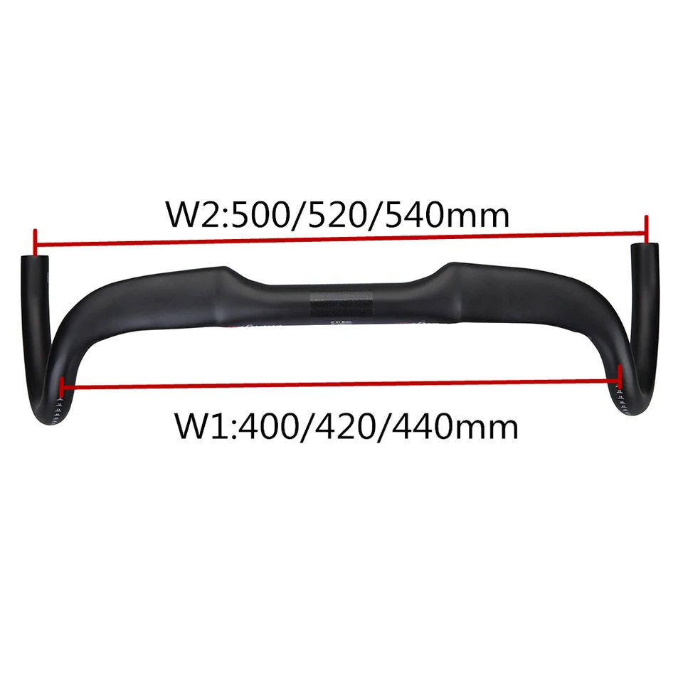 Guidon Carbone Pour Vélo Gravel/route - Largeurs 400/420/440 Mm, Avec Potence, Neuf