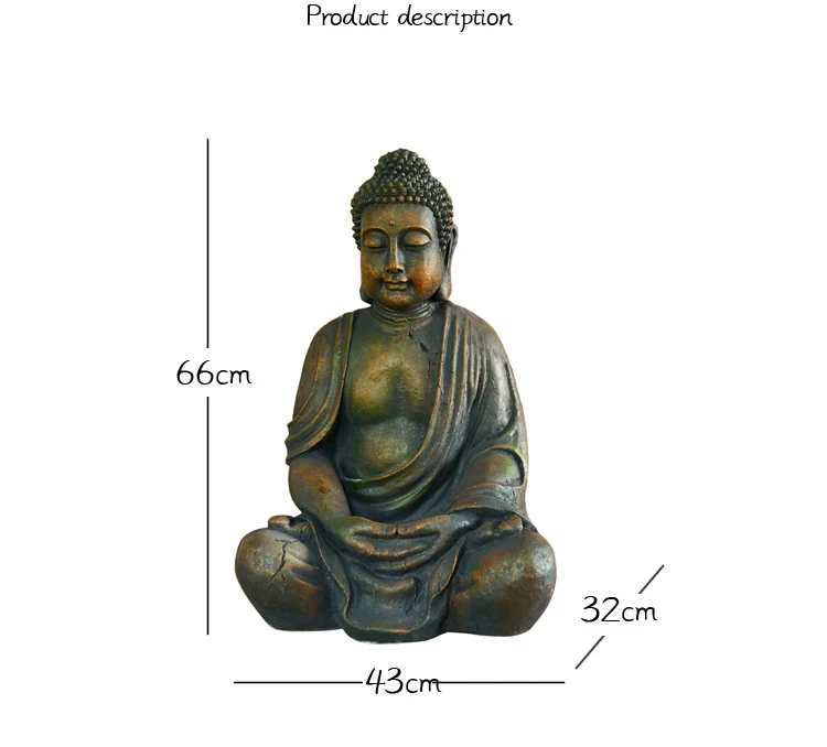 66 см статуя Будды большого размера дзен сакиамуни садовая декоративная статуя уличная скульптура Будды для домашнего декора аксессуары Орнамент - Color: Brown