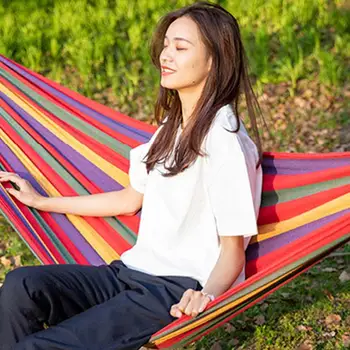 

Hammock Chair Swing 2 Color Furniture Strong 150kg Student Hammock Swing Colorful Hanging Fabric Hammock Adult Cradle Relax