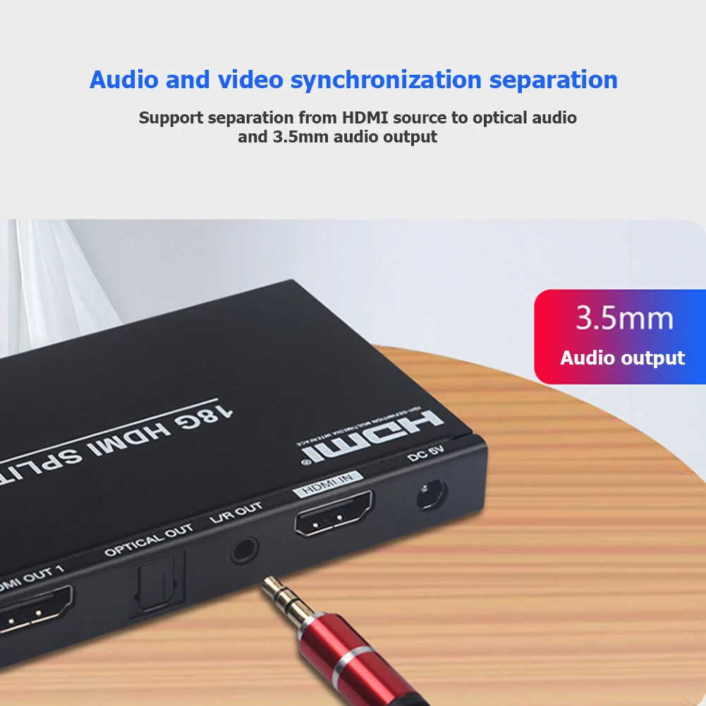 

4K HDMI Switcher Sufficient Enduring Ruggedness 1 In 2 Out Splitter Dual Display Amplifier Adapter for DVD HDTV