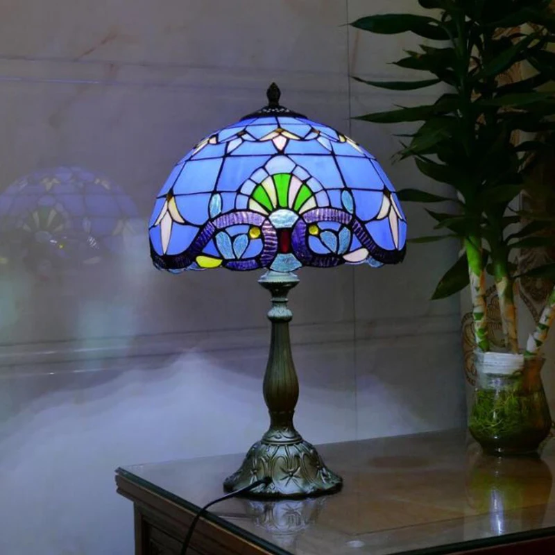 WOERFU 30 см настольная лампа Тиффани E27 барокко Спальня ночники творчески ретро настольная лампа