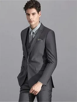 

New Classic Men’s Suit Smolking Noivo Terno Slim Fit Easculino Evening Suits For Men Homme Trajes De Hombre Grey Wedding Tuxedo