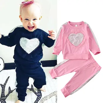 

Toddler Baby Girl Clothes Love Printed Sweatshirt Top + Long Pants Infant Outfits Sets Tracksuit