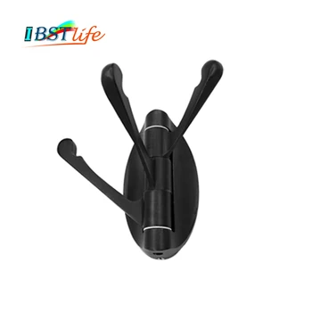

Black Heavy Duty Wall Mounted Towel Coat Rotation 3Hooks Foldable Bath Towel Coat Hat cap Hanger Bathroom Accessories