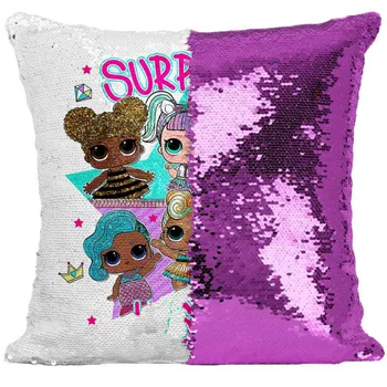 

40*40cm Lol surprise LOL Doll New pillow case two color sequins cartoon pillow case lol animation surprise doll cushion cover