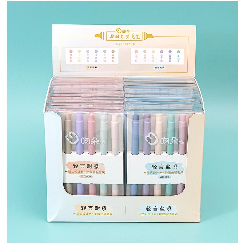6pcs/set Soft Brush Tip Highlighter Light Color Kawaii Marker Pen DIY Photo Album Journal Fluorescent Pen for Student Stationery