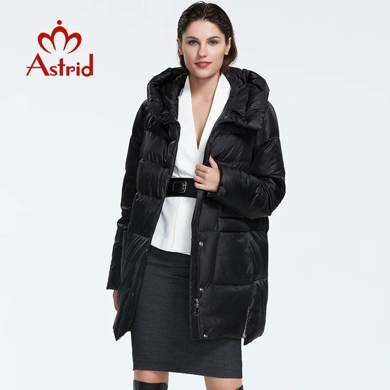 Astrid Зима новое поступление пуховик женская свободная одежда верхняя одежда высокое качество короткий стиль женская пальто с капюшоном топ черный цвет AR-8960