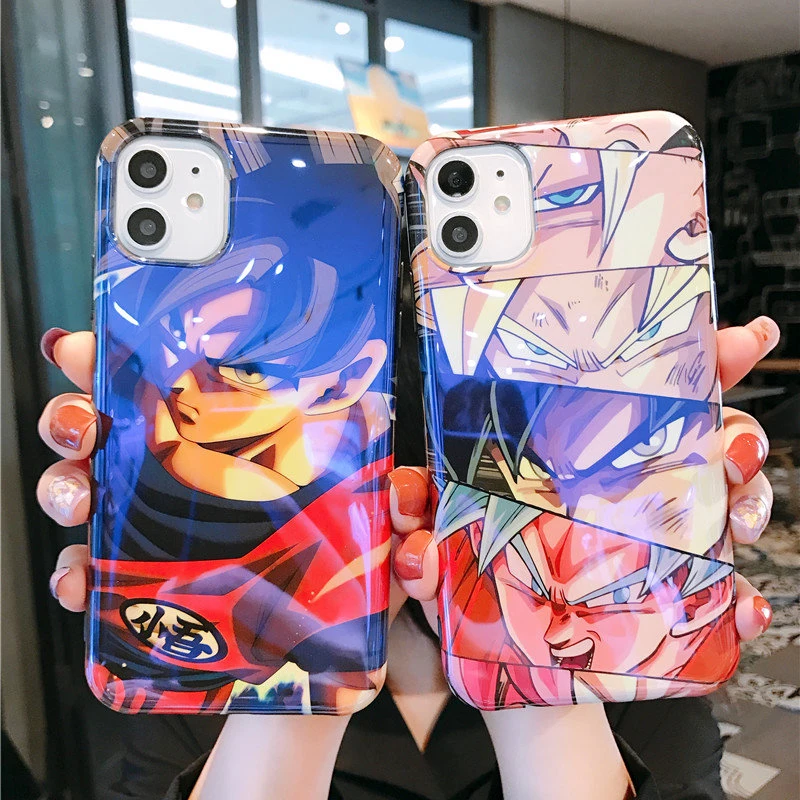 

Hot Dragon Ball Z Super Son Goku phone case for iPhone 12 11 Pro X XR XS MAX 7 8 Plus Blue light DBZ soft silicon cover coque