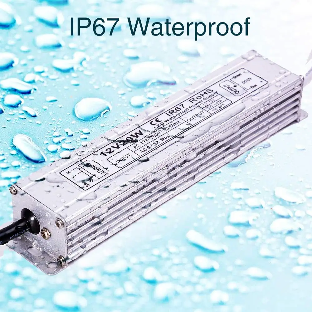 20W DC 12V водонепроницаемый светодиодный трансформатор питания для гирлянда