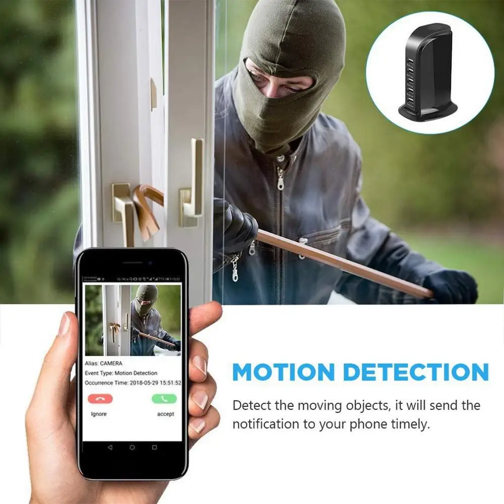 Mini 4K WIFI HD 1080P IP Camera Wireless Security Camera 5 Ports USB Wall Charger Baby Camera Monit