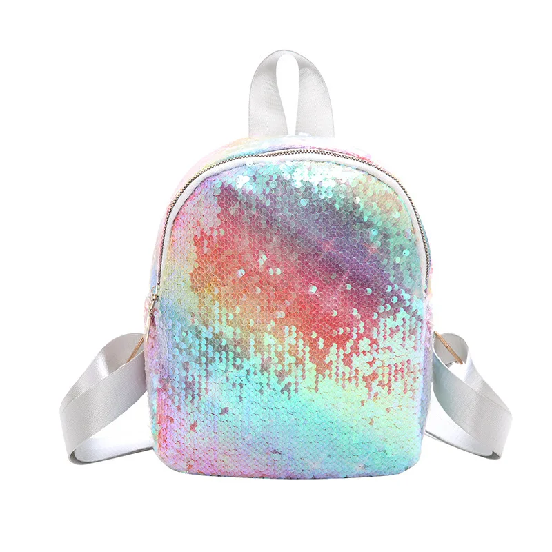 

2019 new sequins rainbow stars backpack ladies colorful street backpack student bag