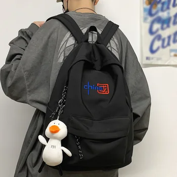 

Unisex Large capacity backpack Nylon Waterproof Pure color School bags for middle and high school students Fashion travel bag