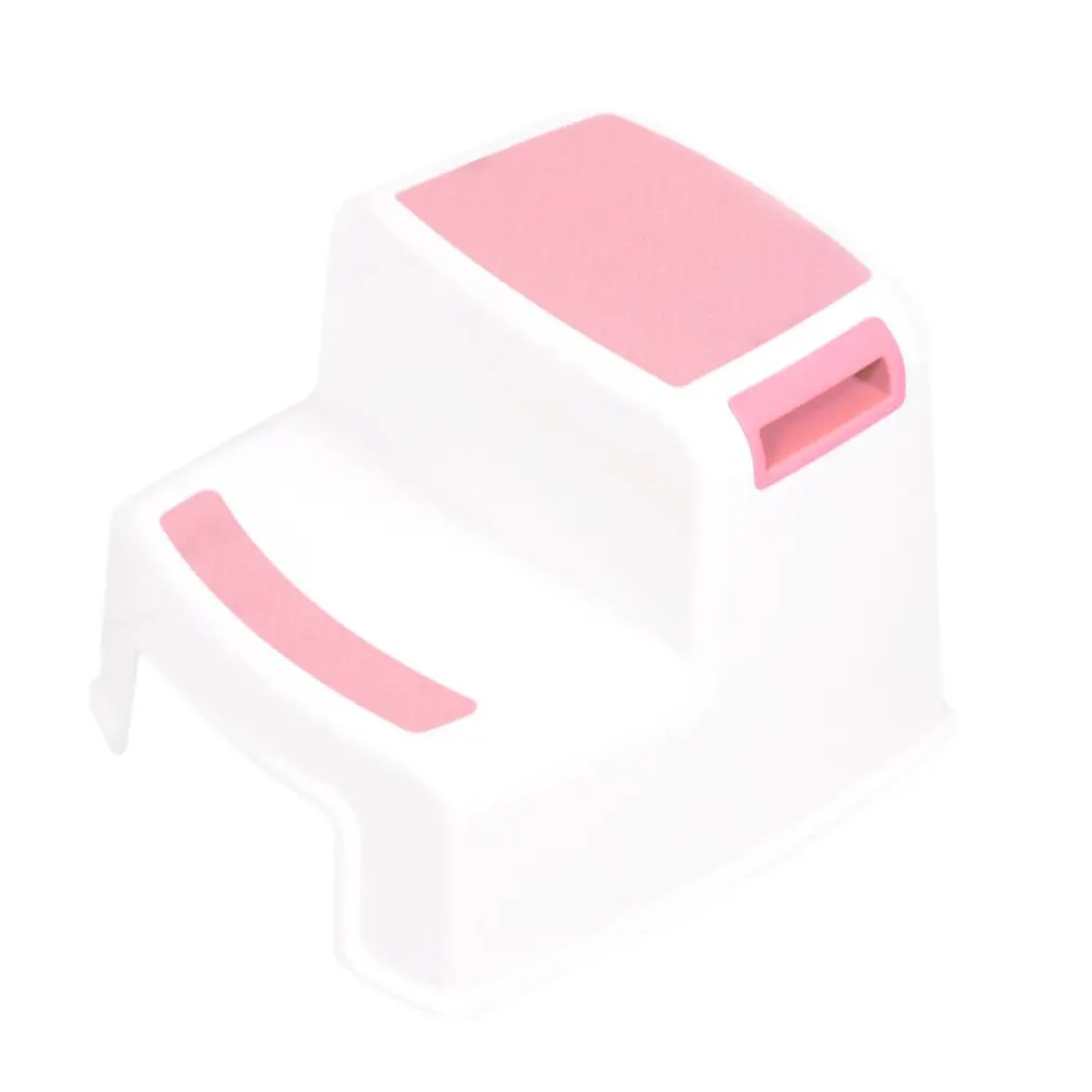 Taburete doble de plástico antideslizante para niños, escalera antideslizante, aumento de pies, taburete de baño, 2 escalones, 280 libras
