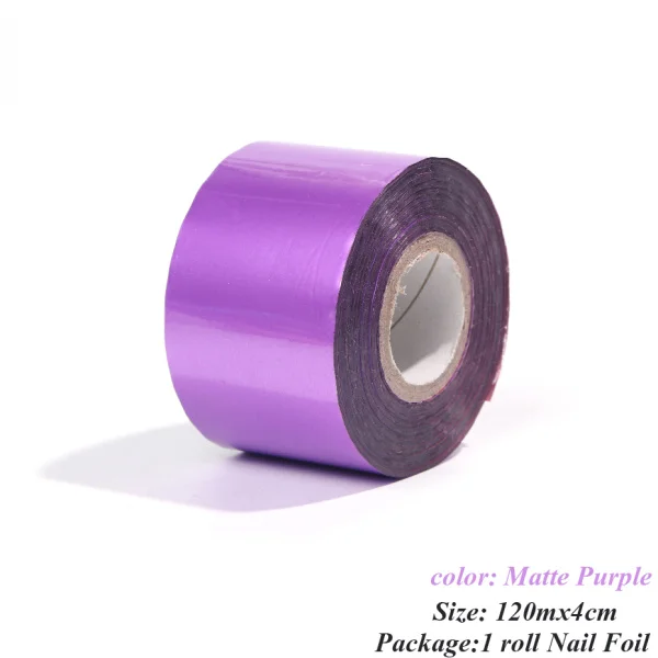 Matte Purple 120 м/рулон, матовая Фольга для ногтей, голографическая переводная бумага, золотая, розовая, для украшения ногтей, маникюрный дизайн, CH1912-1 - Цвет: Matte Purple