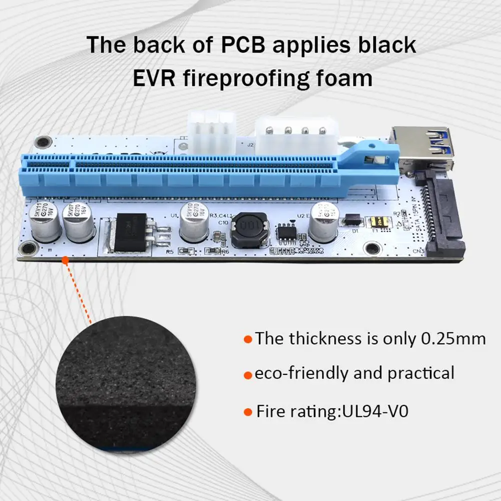 Новая белая переходная карта pci-e 008 Express 1X 4x 8x 16x удлинитель PCI E USB Riser 008S адаптер карта SATA 15pin для Майнинг Биткойн шахтер