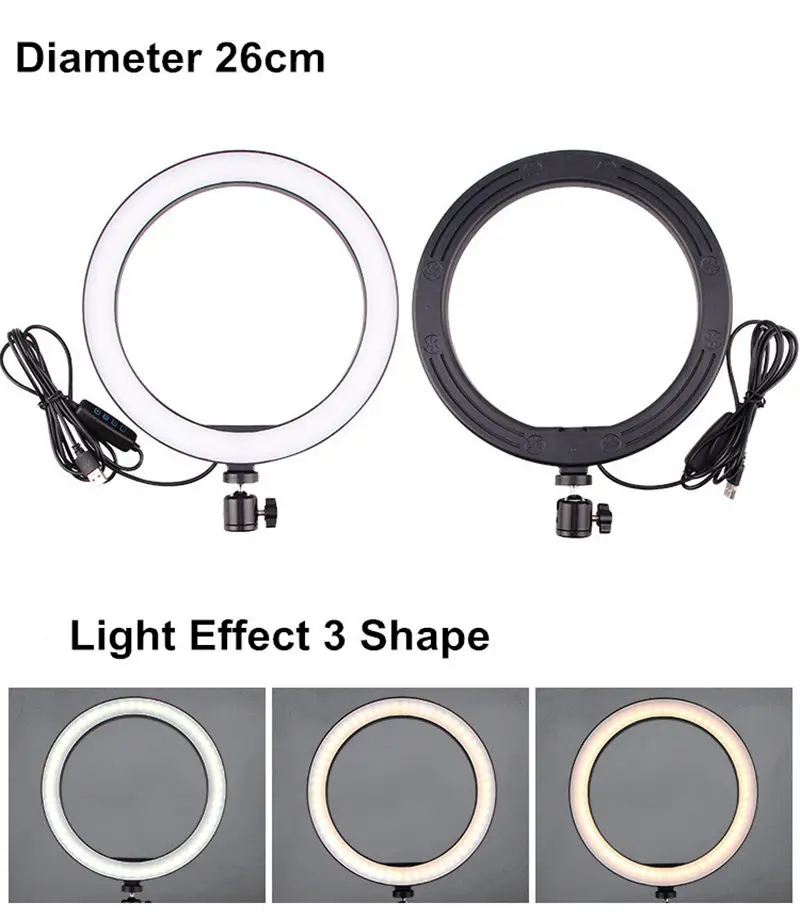 Фотография СВЕТОДИОДНЫЙ селфи кольцо заполняющий свет студия затемнения камера телефон кольцо лампа для Youtube макияж видео для студий с живым звуком со штативом